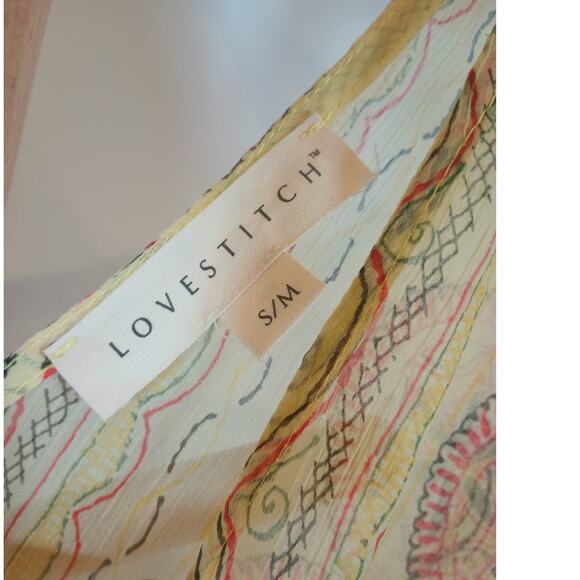 LOVESTITCH Butter Yellow Boho Style Swimsuit cover Kimono S/M - Picture 2 of 8